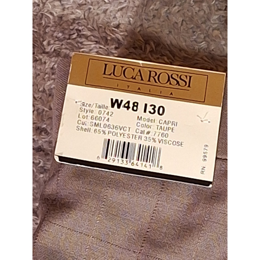 Luca Rossi Mens Plaid Wrinkle Resistant Slacks Trousers W48 I30 Taupe Capri NEW - Picture 4 of 12